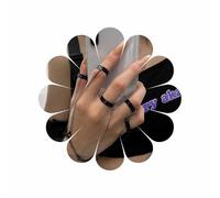 Zeshimb Braccialetto punk con anello da dito catena a strati con nappe regolabile aperto schiavo imbracatura a mano gioielli per le donne nero