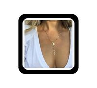 Zeshimb Collana con ciondolo a Y in oro con ciondolo a forma di croce sacra e crocifisso, collana girocollo cattolicb madonna, gioiello per il corpo da donna