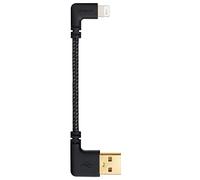 Zeskit Cavo da USB a Lightning certificato MFi (corto intrecciato da 10 cm) a forma di L, ad angolo retto, compatibile con Apple iPhone iPad AirPods per CarPlay ricarica e sincronizzazione DJI Head-Fi