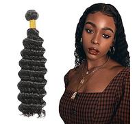 Zeslaerr 1B fasci di capelli umani di colore nero naturale capelli umani onda profonda perdita minima densità 150% estensione dei capelli senza colla grado 8A per le donne 1 fascio 100 g 20,3 cm