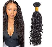 Zeslaerr 26 Pollici Unprocessed Water Wave Capelli umani Extensions Double Weft 1B Natural Black Human Hair Bundle Soft and Silky Remy Hair Extension Minimal Tangle For Women