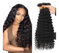 Zeslaerr 28 30 32 Inch 1B Natural Black Color Capelli naturali Bundles Human Hair Extensions Grade Unprocessed Capelli umani vergini Deep Wave Bundles For Women