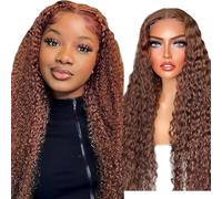 Zeslaerr #30 Parrucca per capelli umani castano chiaro ondulato 5x5 pizzo anteriore trasparente pizzo senza colla con attaccatura dei capelli naturale perdita minima nessun odore attaccatura naturale