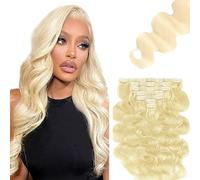 Zeslaerr 30 Pollici Extension Capelli Veri Clip Body Wave Human Hair Extensions Clip in Invisible Hairpin #613 Light Blond 7pz 76 cm 120g Unprocessed Remy Hair for Women