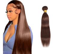 Zeslaerr #4 Cioccolato Marrone Cioccolato Fasci di Capelli Umani Marrone Scuro Liscio 1 Bundle Totale 100g 81,1 cm Non Trattati Glueless Doppia Trama di Extension Dei