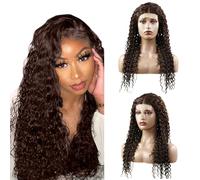 Zeslaerr #4 Parrucca per capelli umani ondulati castano cioccolato 5x5 pizzo frontale trasparente pizzo senza colla con attaccatura dei capelli naturale perdita minima nessun odore attaccatura