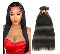 Zeslaerr Bundles Estensione Dei Capelli Umani # 1b Colore Nero Naturale Fasci Di Capelli Umani Dritti 100% Non Trattati Glueless Capelli Umani Doppia Trama Tessitura Per Le Donne 3 Fasci Totale 300g