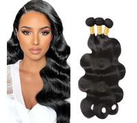 Zeslaerr Bundles Estensione Dei Capelli Umani #1b Colore Nero Naturale Onda Del Corpo Fasci di Capelli Umani 100% Non Trattati Glueless Capelli Umani Doppia Trama Tessitura Per Le Donne 3 Fasci Totale