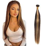 Zeslaerr Extension di capelli umani lisci a doppia trama, 71,1 cm, p4/27, colore biondo chiaro, 100% densità 100% non trattati