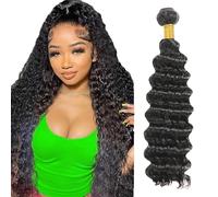 Zeslaerr Fasci di capelli umani 1B colore naturale tessere fasci di capelli per le donne non trattati senza colla trama di capelli umani onda profonda perdita minima capelli del bambino 1 fascio 100 g