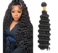 Zeslaerr Fasci di capelli umani 1B colore naturale tessere fasci di capelli per le donne non trattati senza colla trama di capelli umani onda profonda perdita minima capelli del bambino 1 fascio 100 g