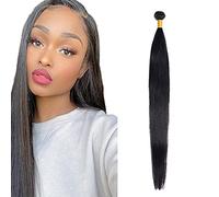Zeslaerr Fasci di capelli umani da 66 cm, senza trama minima spargimenti lisci, densità 150%, non trattati, senza colla, extension per capelli umani 1B, colore naturale, 1 fascio, 100 g