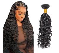 Zeslaerr Fasci di capelli umani onda d'acqua 100% non trattati senza colla parrucca di trama di capelli umani estensione dei capelli umani fasci di capelli 1B colore nero naturale 1 fascio 100g 76,2