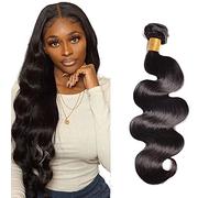 Zeslaerr Fasci di capelli umani ondulati 100% non trattati senza colla #1B colore nero naturale estensione dei capelli umani perdita minima 1 fascio 100 g 35,5 cm