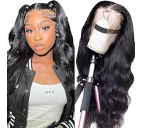 Zeslaerr Human Hair Wig 13x1 Glueless Lace Frontal Body Wave Perrucche Unprocessed Brazilian Virgin Hair Pre Plucked Baby Hair 1b Natural Black Minimal Tangle For Women 26 Inch