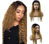 Zeslaerr Human Hair Wig 5x5 Glueless Lace Frontal Kinky Curly Perrucche Unprocessed Brazilian Virgin Hair Pre Plucked Baby Hair 1b4/27 Black Rooted Golden Minimal Tangle For Women 16 Inch