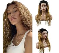 Zeslaerr Human Hair Wig 5x5 Glueless Lace Frontal Kinky Curly Perrucche Unprocessed Brazilian Virgin Hair Pre Plucked Baby Hair 1b4/27 Black Rooted Golden Minimal Tangle For Women 14 Inch