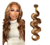 Zeslaerr P4/27 - Extension di capelli umani ondulati, colore biondo chiaro, 1 ciocca da 100 g, densità 150%, 100% non trattati, extension di capelli umani a doppia trama, 50,8 cm
