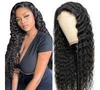 Zeslaerr Parrucca per capelli umani #1B colore naturale 5X5 HD pizzo frontale 100% non trasformati onda profonda naturale attaccatura dei capelli umani vergini parrucche trama minima spargimento 76 cm