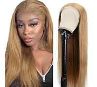Zeslaerr Straight Glueless Wig Human Hair 5x5 Frontal Lace 150% Density Unprocessed Brazilian Virgin Pre Plucked Baby Hair Parrucca Capelli Umani #27 Honey Blonde 26 Inch