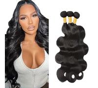 Zeslaerr Unprocessed Body Wave Capelli umani Extensions Double Weft 1B Natural Black Human Hair Bundles Soft and Silky Remy Hair Extension Minimal Tangle For Women 12 14 16 Inch