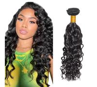 Zeslaerr Unprocessed Water Wave Capelli umani Extensions Double Weft 1B Natural Black Human Hair Bundle Soft and Silky Remy Hair Extension Minimal Tangle For Women 12 Inch