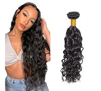 Zeslaerr Unprocessed Water Wave Capelli umani Extensions Double Weft 1B Natural Black Human Hair Bundle Soft and Silky Remy Hair Extension Minimal Tangle For Women 20 Inch