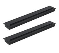 ZESLIV 2 passacavi in lega di alluminio per scrivania, passacavo rettangolare 80 x 500 mm con guarnizione a spazzola in alluminio per tavolo
