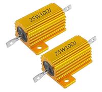 ZESLIV 2 pezzi Alluminio Caso Resistore 25W 10 Ohm 5% resistore a vite per rubinetto resistori di carico a filo avvolto tono oro