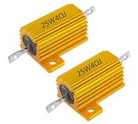 ZESLIV 2 pezzi Alluminio Caso Resistore 25W 4 Ohm 5% resistore a vite per rubinetto resistori di carico a filo avvolto tono oro