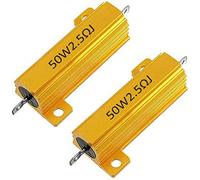 ZESLIV 2 pezzi Alluminio Caso Resistore 50W 2,5 Ohm 5% resistore a vite per rubinetto resistori di carico a filo avvolto tono oro