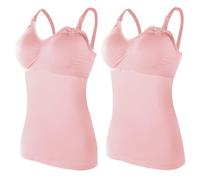 ZESLIV 2 Pezzi Top da Donna per Allattamento, Canottiera Sottoveste con Reggiseno Integrato, Reggiseno Senza Ferretti per Gravidanza, Top da Gravidanza Senza Ferretti, Colore: rosa., M
