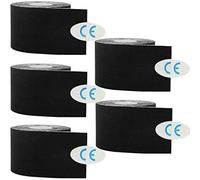 ZESLIV 5 Rotoli Tape Kinesiologico Nero 2,5cmx5m professionale Nastro Kinesiologico impermeabile ed elastico Kinesio Tape Tape Kinesiologico Muscolare Cerotto Kinesiology Tape