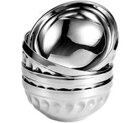 ZESLIV Set di 5 ciotole in acciaio inox, per insalata, cucina, multifunzione, impilabili, colore: argento (14 cm)
