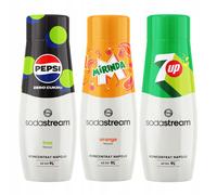 Zestaw 3 Syropów do wody Sodastream Pepsi Max Lime + Mirinda + 7UP Free