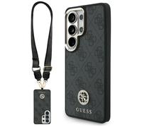 Kit custodia + laccetto Guess 4G Big Rhinestone Triangle Strap MagSafe per Samsung Galaxy S26 Ultra, nero - Nouvo