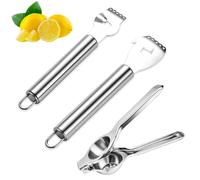 Zestenreißer Set Zester e Sbuccia-limone per cocktail Zesten e lavori in cucina, set da 3 pezzi in acciaio inox con scorza di limone e tagliasievie, pratico utensile da cucina per lime e arance