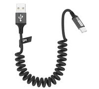Zestiq Cavo USB C Spirale, 【0.5M-1.2M】 Cavo Retrattile USB Tipo C per Carplay, Cavo di Ricarica USB A a Tipo C Android Auto Compatibile con iPhone 17, 16, 15, iPad, Samsung Galaxy, Google Pixel-Nero