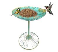 Zestivra Bagno per uccelli da giardino - Bagno per uccelli superiore con ciotola, abbeveratoio per uccelli antiruggine, decorazione da giardino per recinzione, giardino, terrazza, balcone
