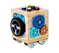 Zestivra Cubo aziendale in legno, cubo aziendale per bambini, giocattolo sensoriale bus a LED, abilità motorie, attività educativa precoce per bambini di età compresa tra 2 e 4 anni