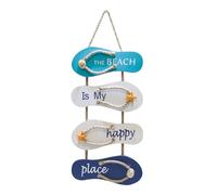 Zestivra Flops Ornamento, Retro Beach Arte da parete - Tavola da spiaggia vintage in legno Flops decorazione per mare - Il mio posto felice - Ornamenti per porta