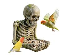 Zestivra Mangiatoia per uccelli per esterni - Distributore di mangime impermeabile in design teschio, in resina sintetica | Casette per uccelli per esterni, sospese - per cortile, giardino, balcone