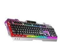 Zestivra Tastiera cablata USB - tastiera per laptop da gioco, 104 Dispositivo illuminato | Stile di costruzione del telaio angolare ergonomico, funzione di feedback della corsa liscia, pannello ABS