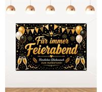 ZestZing Fur Immer Feierabend Fondale per pensionamento tedesco Forever Off Work Party Banner nero oro vinile decorazione da parete sfondo foto per uomini donne 1,5 x 0,9 m