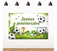 ZestZing Joyeux, sfondo per anniversario di calcio, 1,5 x 0,9 m, a tema calcio francese, per feste di compleanno, decorazione da parete in vinile per bambini e ragazzi, decorazione per feste sportive