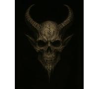 Zeszyt w kratkę 5x5 mm - Czaszka Demona - 100 stron - 8.5 x 11 cala: Ilustracja w stylu dark fantasy - mroczna czaszka z runami na czarnym tle - ... dla fanów fantasy, grozy i gotyckiej estetyki