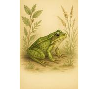 ZESZYT Z ŻABĄ - Zeszyt szkolny w kratkę 5x5 mm | 6x9 cali | 80 stron: Naturalistyczna ilustracja zielonej żaby na liściu | Idealny do szkoły, dziennika lub notatek o przyrodzie