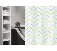 ZETA Kiwi Verde Tenda Doccia Tessile 180x200cm Con Verde/Bianco Zickzack-Muster