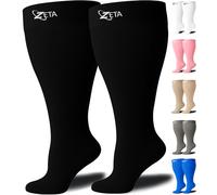 Zeta Wear Calzini di supporto taglie forti - Compressione ampia del polpaccio, ideali per viaggi e voli, uomini e donne amano la sua incredibile vestibilità, comfort ricco di cotone e sollievo