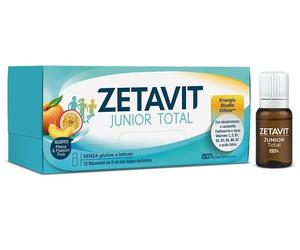 Zetavit Juniot Total 12 Flaconcini Gusto Pesca & Passion Fruit - Integratore Per La Concentrazione